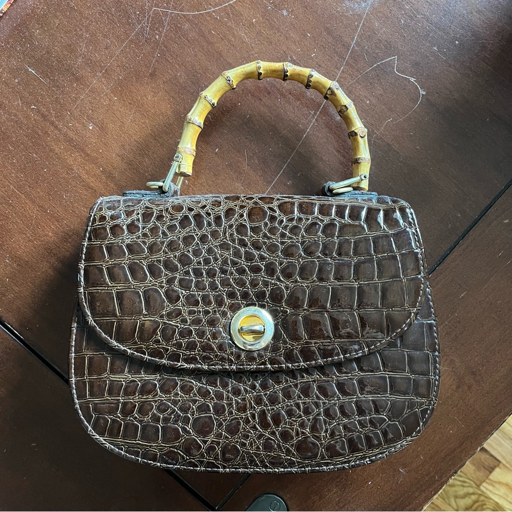 Vintage Brown Crocodile Pattern Mini Bag